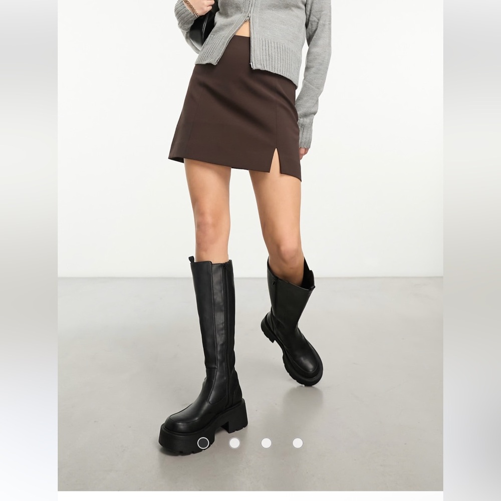 & Other Stories a-line paneled mini skirt with split in dark brown